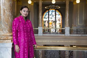 Mashal Husain inside the World Food Prize Hall of Laureates.